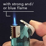 With strong and/or blue flame