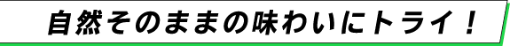 自然そのままの味わいにトライ！