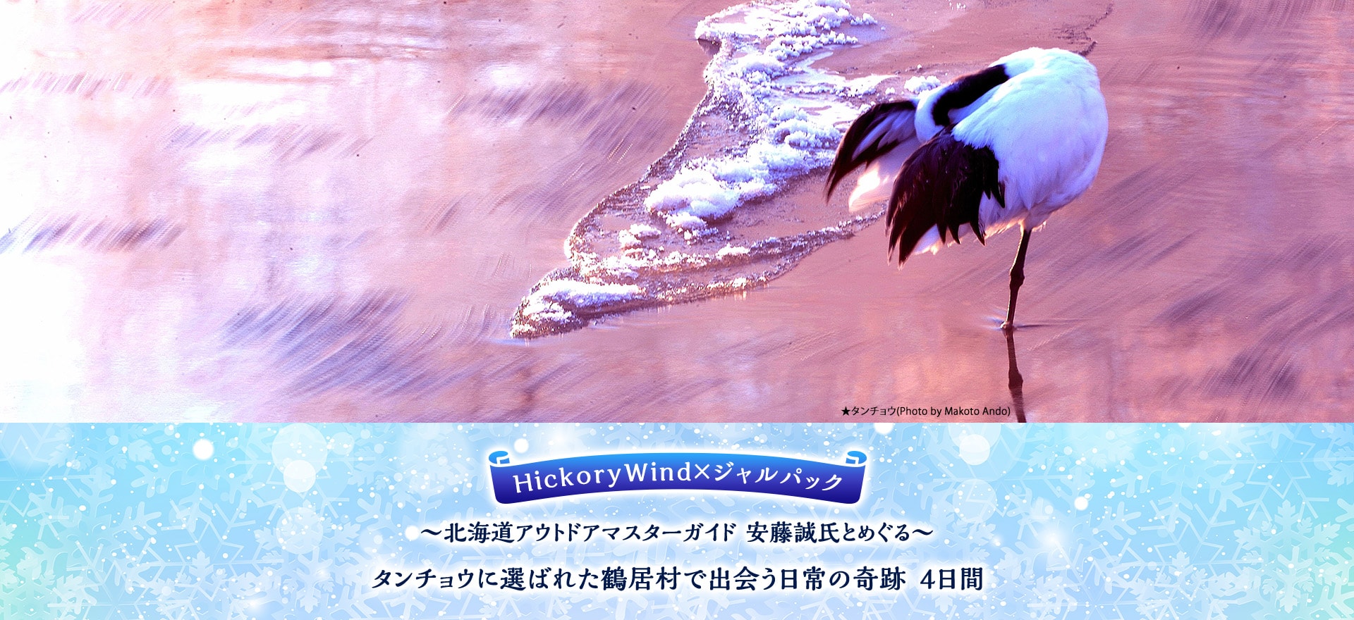 HickoryWind×ジャルパック ～北海道アウトドアマスターガイド 安藤誠氏とめぐる～ タンチョウに選ばれた鶴居村で出会う日常の奇跡　4日間