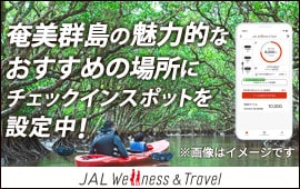 奄美群島の魅力的なおすすめの場所にチェックインスポットを設定中！JAL Wellness & Travel