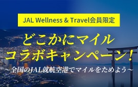 JAL Wellness & Travel 会員限定 どこかにマイルコラボキャンペーン！全国のJAL就航空港でマイルをためよう