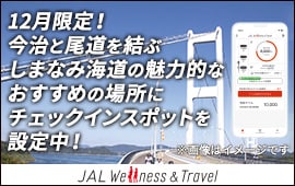 12月限定！今治と尾道を結ぶしまなみ海道の魅力的なおすすめの場所にチェックインスポットを設定中！JAL Wellness & Travel