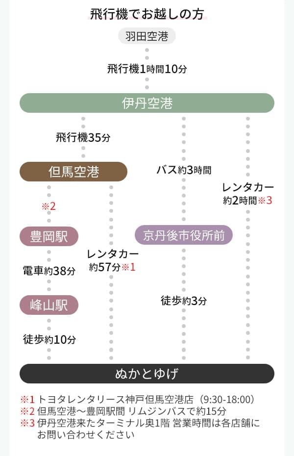 飛行機でお越しの方