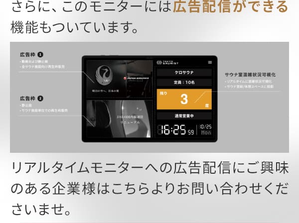 さらに、このモニターには広告配信ができる機能もついています。
